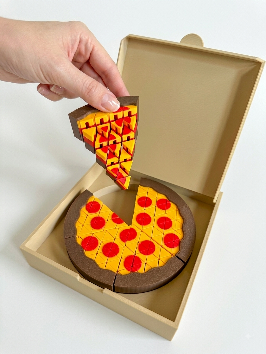 Pizza Flexi: pizza de juguete impresa en 3D para juego simbólico infantil