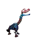 Dinosaurio cuello largo articulado impreso en 3D en filamento tornasol azul y rojo, de Tecnoprint